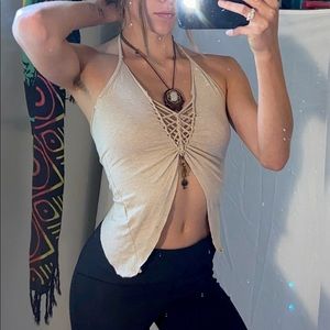 Beige fairy halter slitweave💫